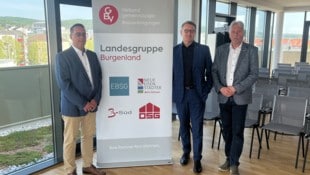 Präsentierten Baubericht: Bernd Gerdenitsch, Alfred Kollar und Bernhard Breser (v.l.). (Bild: Philipp Wagner)