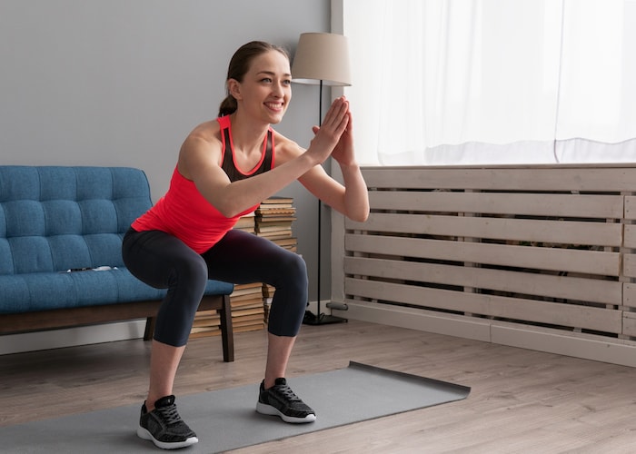Kniebeugen oder Squats für schlanke Beine.