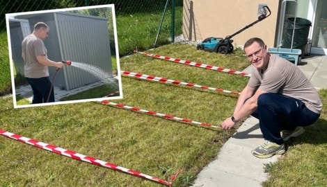 Ich strahle, aber mein Rasen nicht. Welcher Dünger macht das Rennen? (Bild: Dworak/Wiesmeyer)