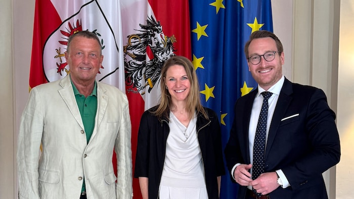 Gute Stimmung beim Besuch im Landhaus, aber es müssen Taten folgen: Skamen und Dollinger beim zuständigen LHStv. Wohlgemuth (v. li.).