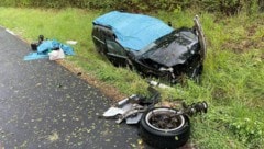 Auf der Südautobahn bei der Abfahrt Hartberg kam es wegen der Regenmengen zu einem schweren Unfall. (Bild: FF Stadt Hartberg)