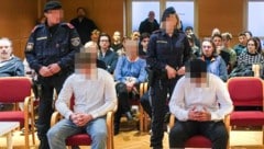 Bei der Verhandlung in Linz saß die 37-Jährige (verpixelt) hinter ihrem Sohn. Auch jetzt steht ...