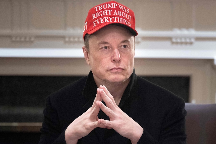 Elon Musk mit einer Trump-Kappe, aber nicht mit der üblichen „Make America Great ...