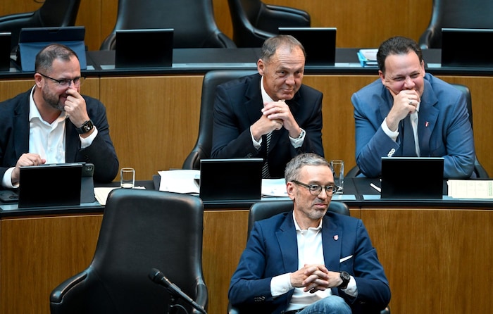FPÖ-Mandatar Peter Wurm (obere Reihe, in der Mitte) sorgte mit seiner Wortwahl für Entrüstung ...