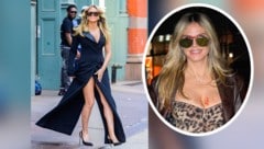Heidi Klum lässt New York beben – mit blutiger Brust und einem Mantelkleid, das gefährlicher kaum sein könnte! (Bild: Krone KREATIV/Action Press / picturedesk.com)