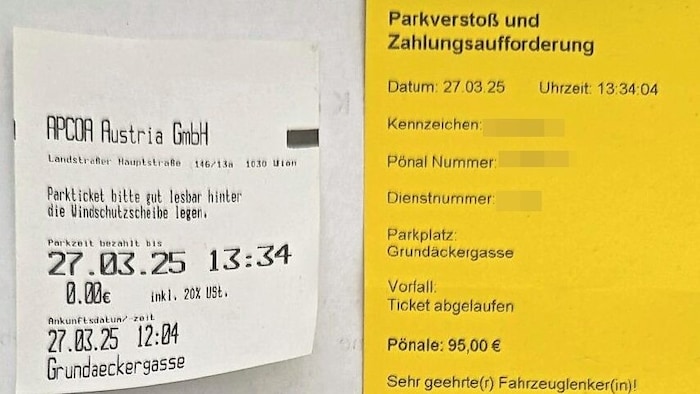 Das Parkticket selbst zeigt nur Stunden und Minuten, aber keine Sekunden an. Die ...