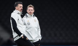 Sandro Wagner (l.) mit Cheftrainer Julian Nagelsmann