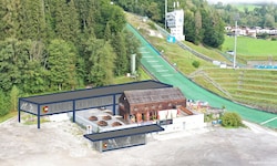 So könnte die Erweiterung des Österreich-Hauses samt Skimuseum in Bischofshofen aussehen.