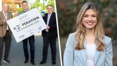 Links der Hitzendorfer Gemeindevorstand mit Günther Kumpitsch, Thomas Gschier und Werner Roth, rechts die grüne Gemeinderätin Anna Binder (Bild: Krone KREATIV/Die Grünen Steiermark, Christa Strobl)