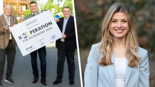 Links der Hitzendorfer Gemeindevorstand mit Günther Kumpitsch, Thomas Gschier und Werner Roth, rechts die grüne Gemeinderätin Anna Binder (Bild: Krone KREATIV/Die Grünen Steiermark, Christa Strobl)