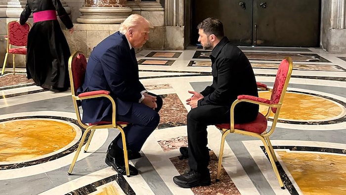 US-Präsident Donald Trump und der ukrainische Präsident Wolodymyr Selenskyj unlängst beim ...