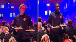Machten als Kellner eine gute Figur: Maurits Kjaergaard (li.) und Sammy Baidoo. (Bild: ZVG)