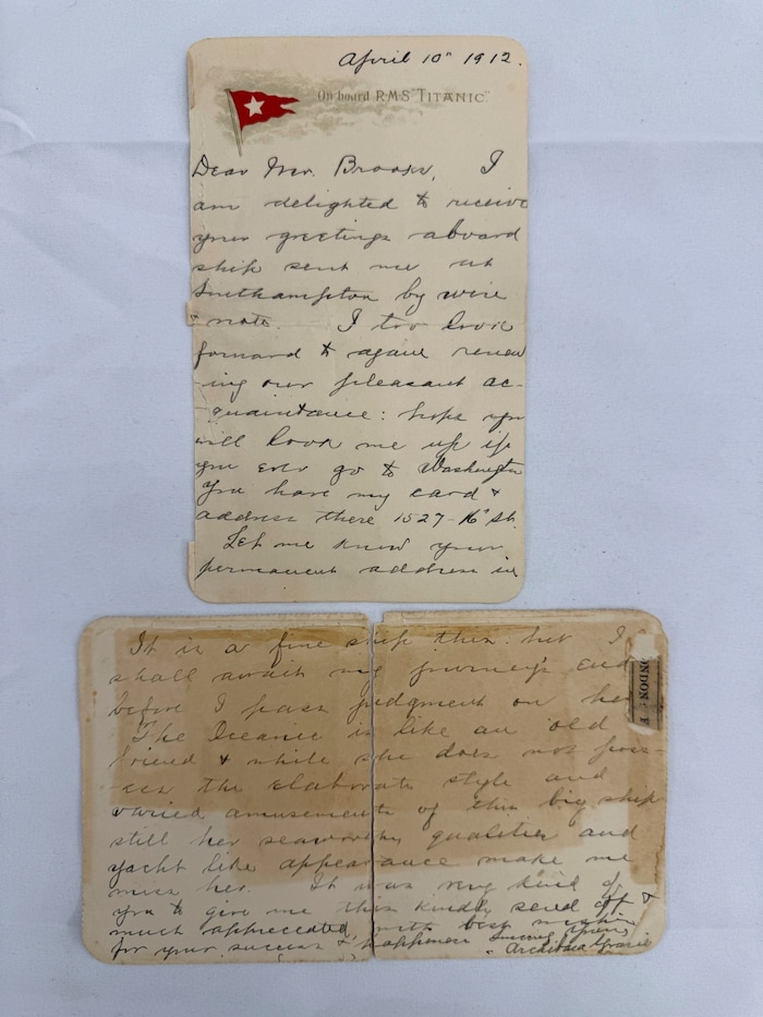 Diese Postkarte verschickte der Erste-Klasse-Passagier Colonel Archibald Gracie am Tag der Abfahr der Titanic.