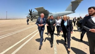 Innenminister Gerhard Karner und die deutsche Innenministerin Nancy Faeser am Sonntag in Damaskus (Bild: APA/REISER)