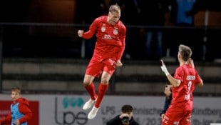 KSV-Stürmer Alexander Hofleitner kommt derzeit aus dem Jubeln gar nicht heraus. Der 24-Jährige ist mittlerweile Torschützenliste-Führender der Zweiten Liga. (Bild: GEPA)