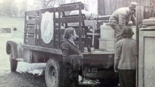 Einer der Lkw, der nach dem Kriegsende Hilfsgüter brachte. (Bild: Diözesanarchiv Innsbruck)
