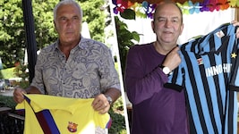 Hans Krankl (li.) und Herbert Prohaska fiebern mit Barça und Inter mit  (Bild: Krone KREATIV/Gradwohl Bissuti)
