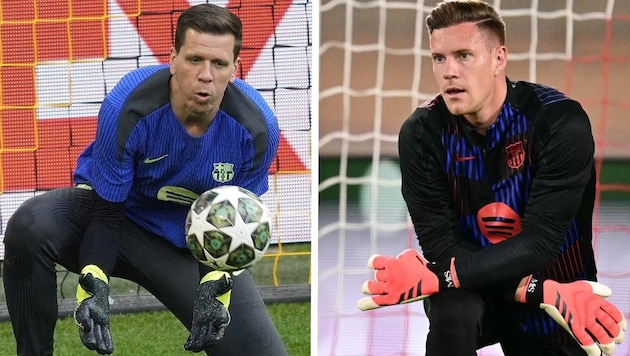 Die Barca-Goalies Szczęsny (li.) und Marc-André ter Stegen. (Bild: AP)