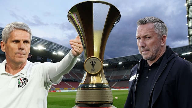 Didi Kühbauer (l.) trifft auf Manfred Schmid (r.). (Bild: Pail Sepp)