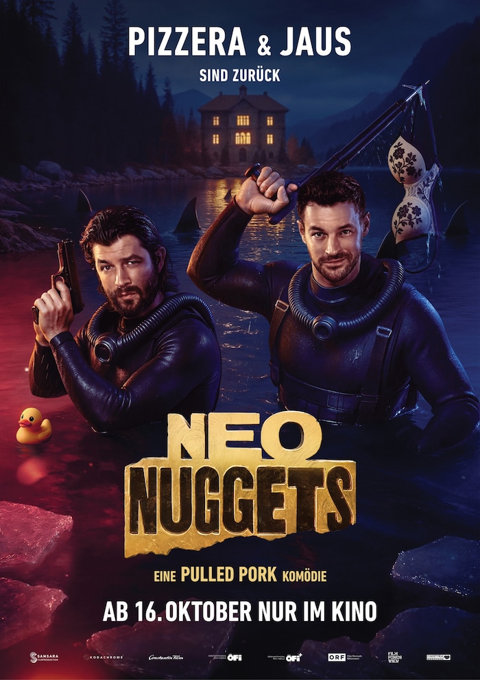 Das neue Kinoplakat greift den absurden Humor und die Action des Films pointiert auf: Zwei ...