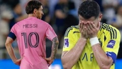 Frust bei Lionel Messi und Cristiano Ronaldo (Bild: Krone KREATIV/APA/AFP/Chris Arjoon, APA)
