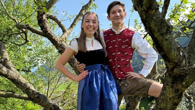 Selina Kalin und Paul Fischer, beide sind bei der Landjugend Treffen, wollen das Trachtenpärchen des Jahres werden. Am 23. Mai müssen sie sich mit den weiteren Kandidatenpaaren in spannenden Spielen messen. (Bild: Selina und Paul)