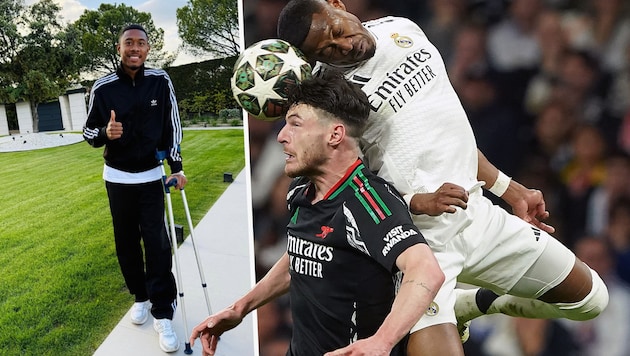 David Alaba kann schon wieder lachen. (Bild: Krone KREATIV/GEPA, instagram.com/davidalaba)