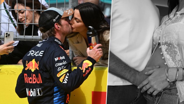 Max Verstappen und Freundin Kelly Piquet erwarten ihr erstes Kind. (Bild: Krone KREATIV/APA/Getty Images via AFP/GETTY IMAGES/Mark Sutton, instagram.com/kellypiquet)