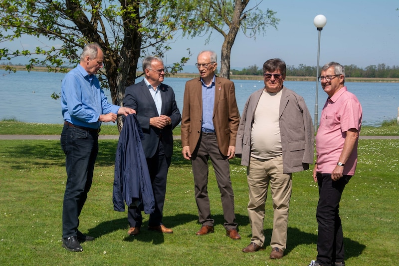 „Altherren“: Erwin Preiner, Hans Niessl, Matthias Gelbmann, Josef Loos, Gerhard Resch.  (Bild: Charlotte Titz)