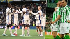 Chelsea feierte einen souveränen 4:1-Sieg gegen Djurgarden, Betis Sevilla bejubelte einen 2:1-Erfolg über den AC Florenz. (Bild: Krone KREATIV/APA/AFP/Jonathan NACKSTRAND, ASSOCIATED PRESS/Jose Breton)