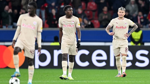 Im Herbst noch Champions League mit Salzburg, nun vor dem endgültigen Absprung: Lucas Gourna-Douath (M.) und Kamil Piatkowski. (Bild: GEPA)