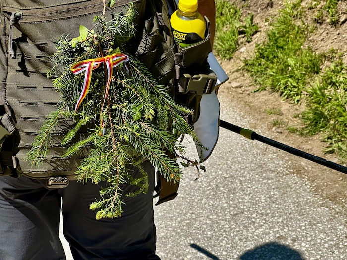 Ein typischer Wanderrucksack mit dem gesammelten Berglerlaub.