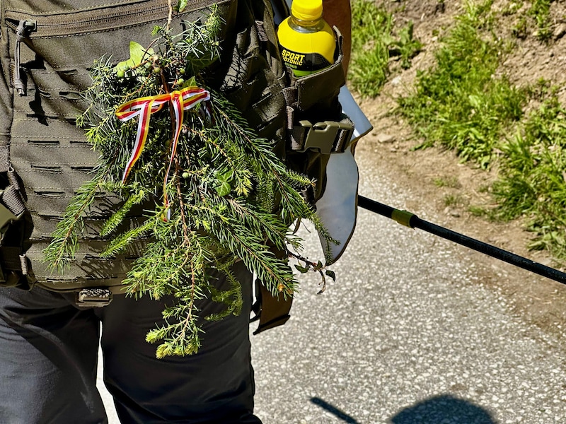 Ein typischer Wanderrucksack mit dem gesammelten Berglerlaub. (Bild: Clara-Milena Steiner)