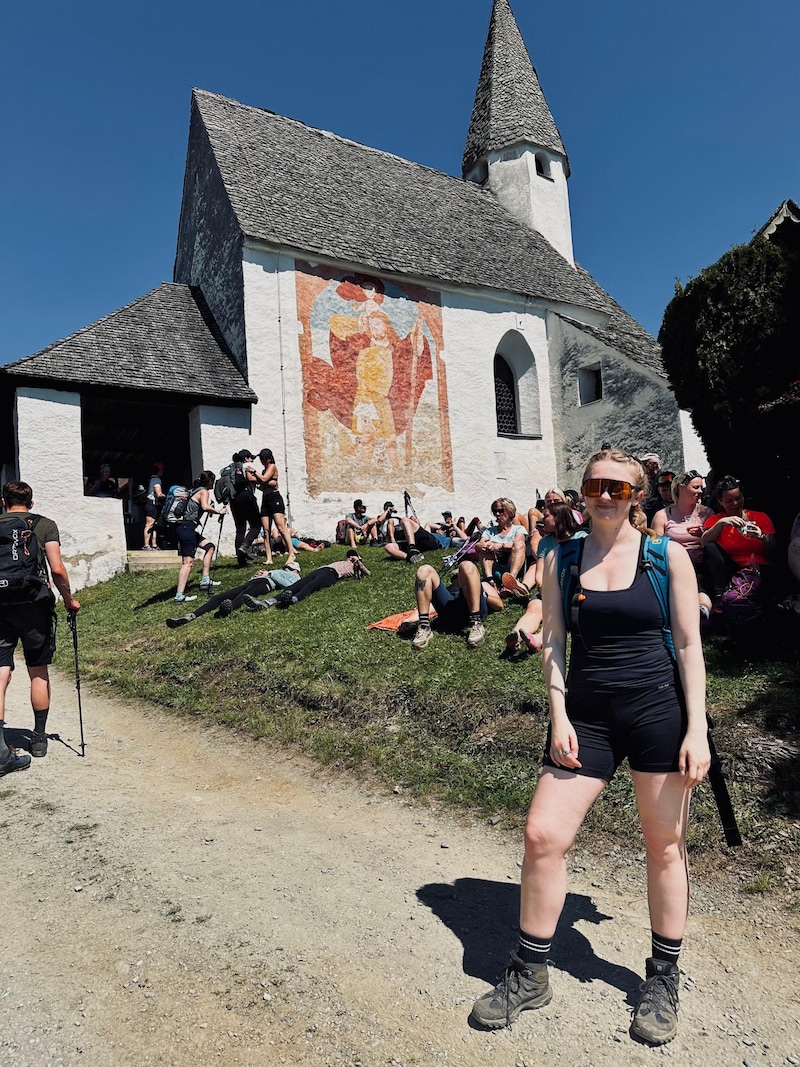 Redakteurin Clara-Milena Steiner erleichtert im Ziel. (Bild: Clara-Milena Steiner)