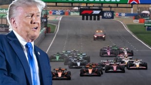 Stattet US-Präsident Donald Trump dem Grand Prix am Sonntag einen Besuch ab? (Bild: Krone KREATIV/GEPA, APA/AFP/SAUL LOEB)