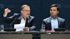Die Klubchefs Wöginger und Shetty haben die Reform präsentiert. (Bild: APA/HELMUT FOHRINGER)