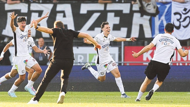 Zu früh gejubelt: Das Tor von Belmin Beganovic gegen die Austria wurde noch aberkannt. (Bild: APA/ERWIN SCHERIAU / APA / picturedesk.com)