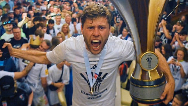 WAC-Kapitän Dominik Baumgartner jubelte lautstark. (Bild: Pessentheiner Florian)