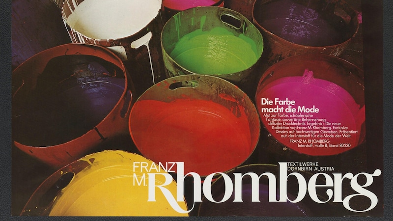 Werbemotiv des Textilunternehmers Franz M. Rhomberg, 1975 bis 1985. (Bild: Plakatsammlung Wirtschaftsarchiv Vorarlberg)