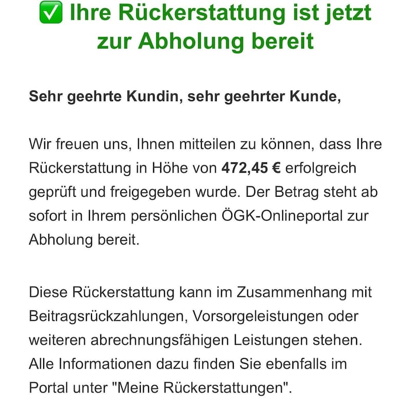 Die vermeintliche Rückerstattung führt auf eine kriminelle Plattform. (Bild: zVg)