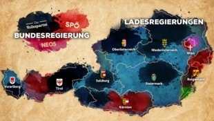 Nach den Wahlen 2024 und 2025 wurde Österreich politisch bunter. (Bild: Krone KREATIV/stock.adobe.com)