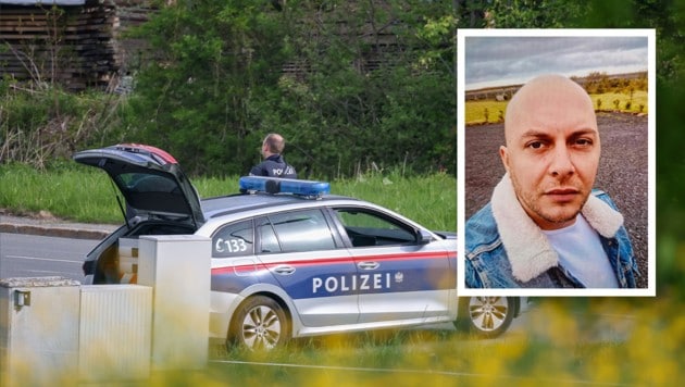 Die Polizei fahndet auf Hochtouren nach dem Flüchtigen. (Bild: Krone KREATIV/LPD Salzburg, APA/FRANZ NEUMAYR)
