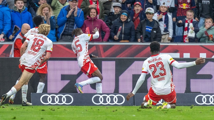 Red Bull Salzburg jubelte über den späten Führungstreffer.