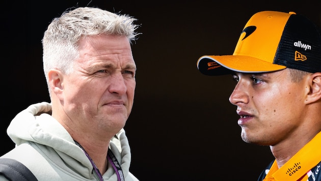 Lando Norris‘ (r.) Auftreten wirft bei Ralf Schumacher (l.) Fragen auf. (Bild: GEPA)