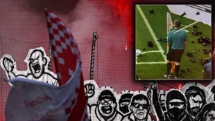 In der 30. Spielminute kam es zu unschönen Szenen. (Bild: AFP/APA/Kirill KUDRYAVTSEV, Screenshot/DAZN)