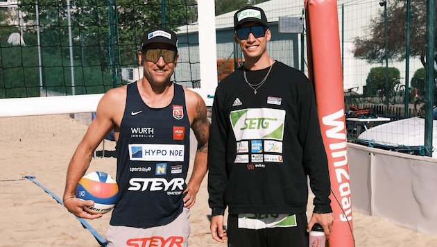 Alex Horst (li.) und Paul Pascariuc haben auf der World Tour noch einiges vor. (Bild: Beachvolleyballteam Horst/Pascariuc)