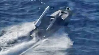 Offizielle Fotos der Magura-7-Drohne gibt es nicht, doch diese etwas unscharfe Luftaufnahme lässt ihren Aufbau erahnen  (Bild: X/Rosoboronexport)
