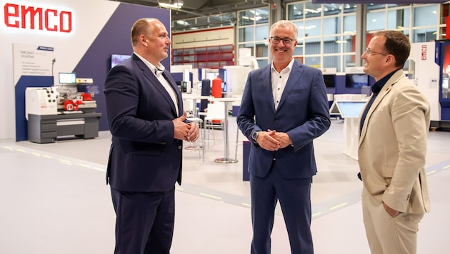 Karl Pichler, Alexander Steinacher, Jörg Weinkogl (v.l) – das Cheftrio bei Emco. (Bild: Tröster Andreas)