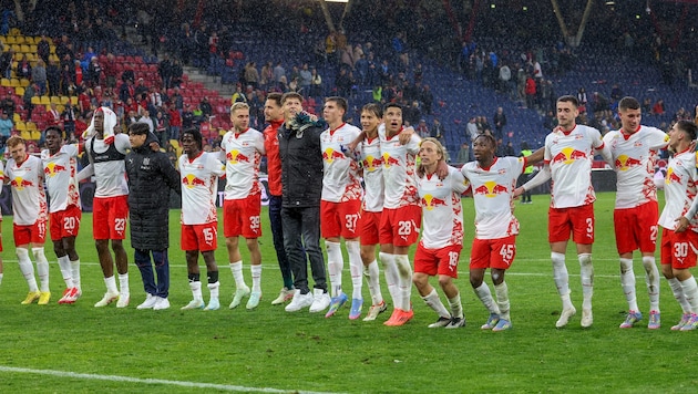 Nach dem Heimsieg gegen Austria Wien herrschte wieder gute Laune bei Salzburg.  (Bild: Tröster Andreas)
