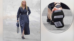 Gwyneth Paltrow zeigte sich perfekt gestylt. Wären da nicht die Preispickerln auf der Schuhsohle ...